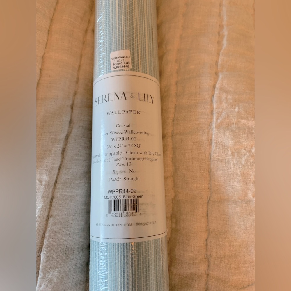 COPY - NWT SERENA AND LILY COASTAL BLUE Swansea paper weave WALL-COVERING